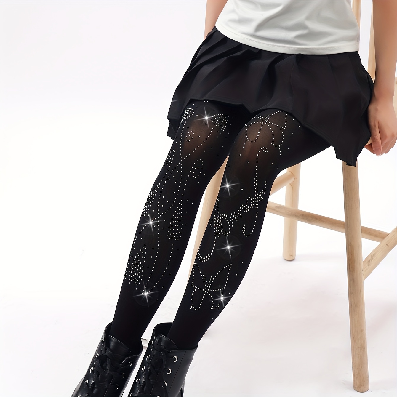 Butterfly Love Pattern Sexy Tights Rhinestone Decor Slim Fit - Temu