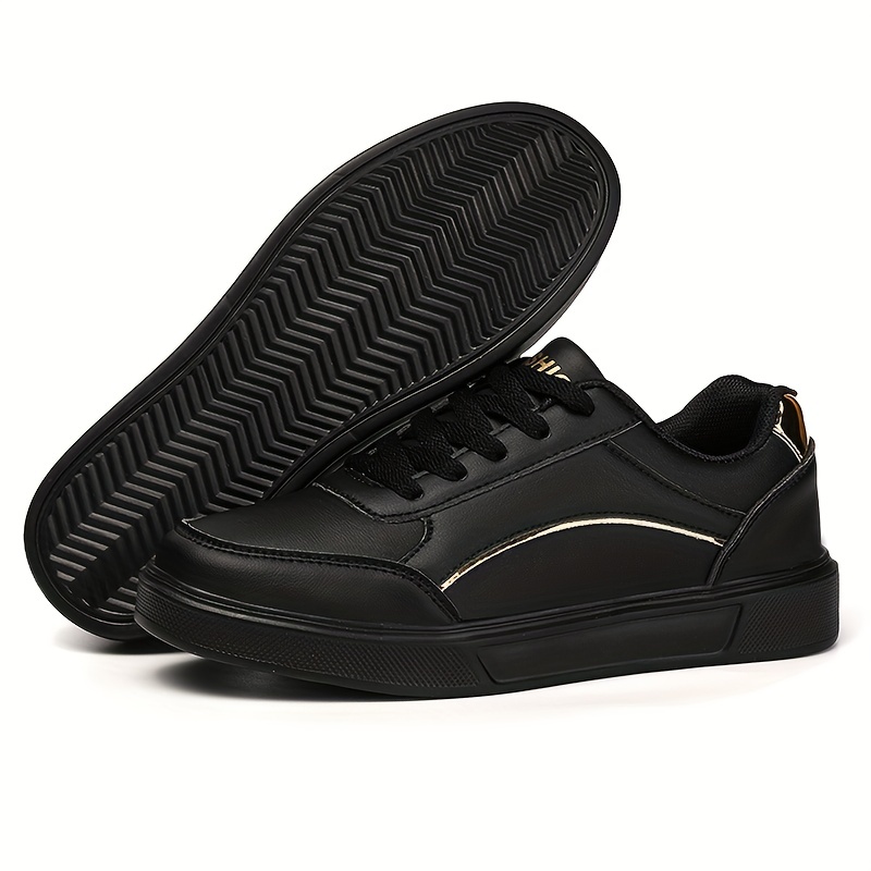 Women Black Lace Up Sneakers, Sporty Fabric Skate Shoes For Outdoor