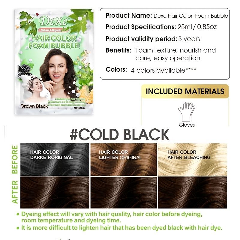 Hair Color Foam Bubble Hair Dye Anti Hair Fall Hair Color Pure Plant  Natural Based Hair Color Dye At Home Black Brown | High-quality &  Affordable | Temu