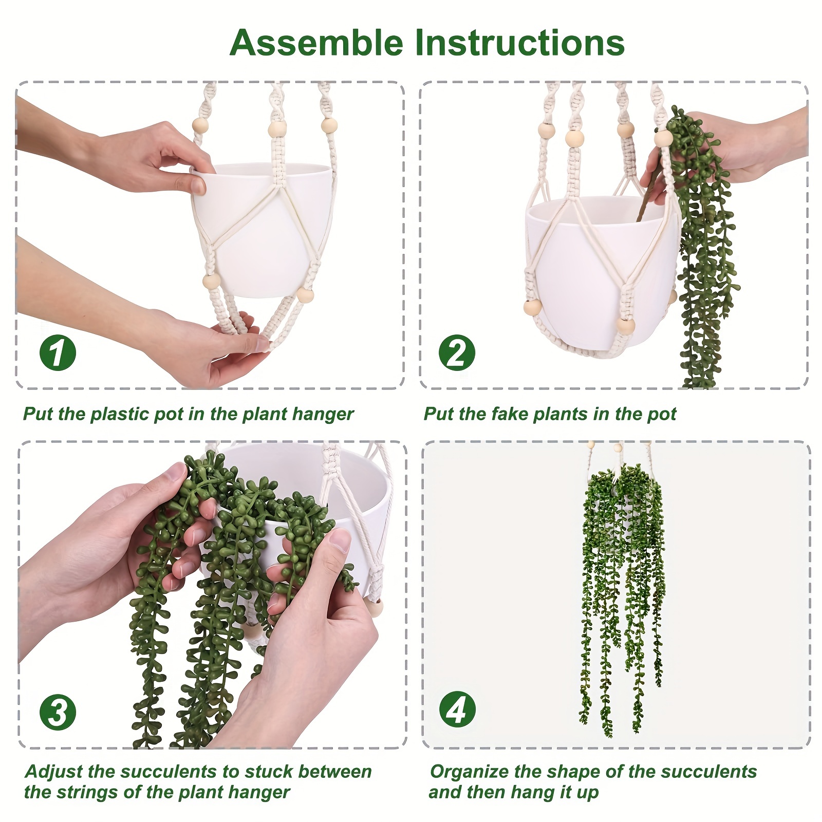 1-3pcs Artificial Fake String of Pearls Plant Faux Succulents Hanging Dark  Green