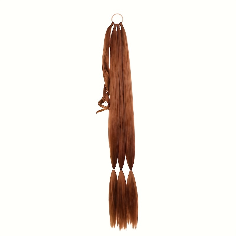 76cm Y2K Straight Braided Ponytail Extensions Rubber Band Synthetic Hair