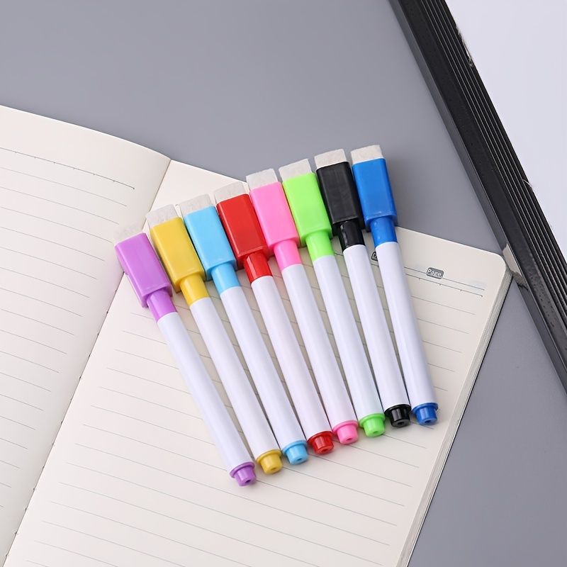 8pcs Color Magnetic Markers With Eraser Whiteboard Eraser For School Office  Home Marker Whiteboard Dry Erase