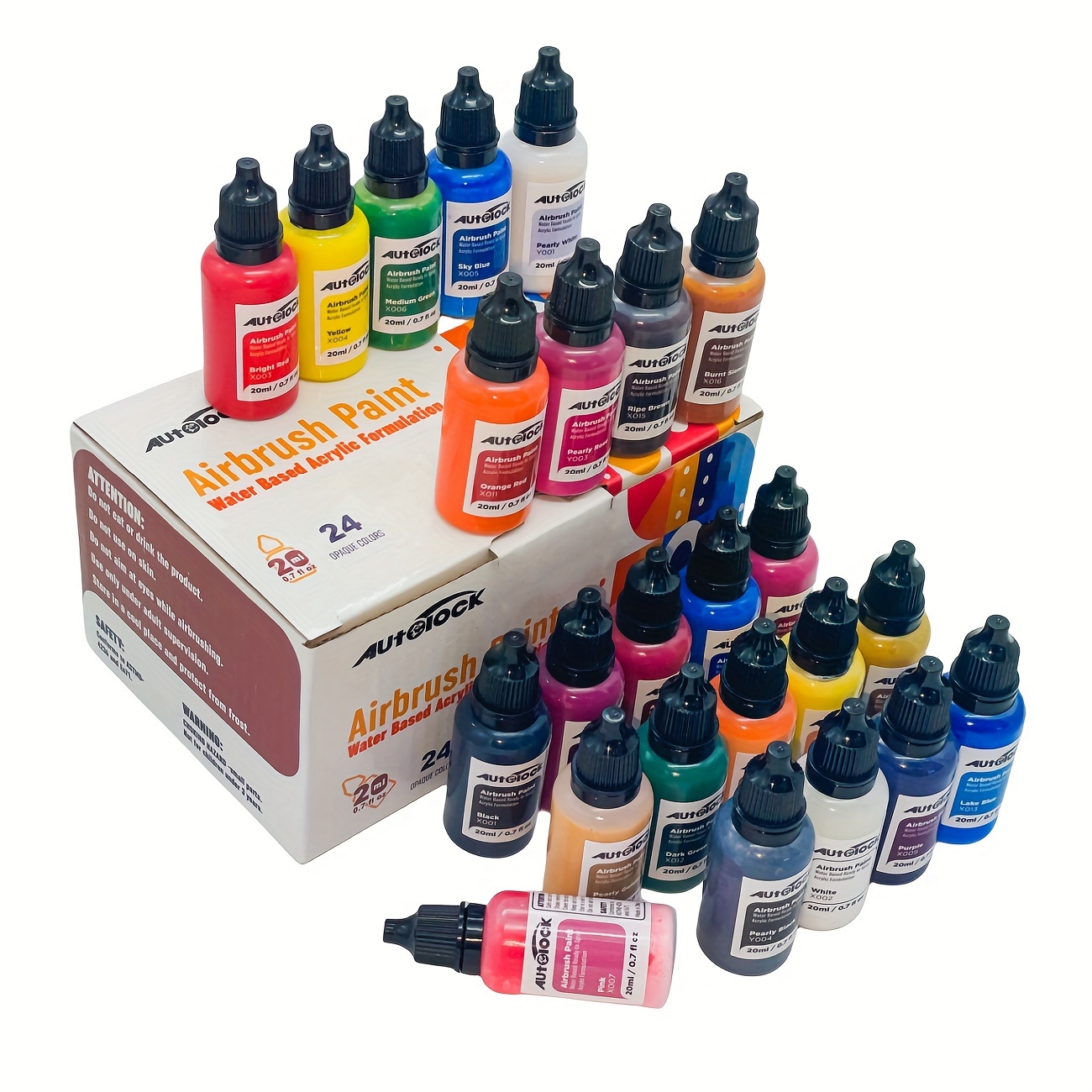 24 Colors Airbrush Paint Kit Water Based Acrylic Paint For Canvas Metal  Plastic Models Wood-0.68oz/0.7fl Oz - Arts, Crafts & Sewing - Temu
