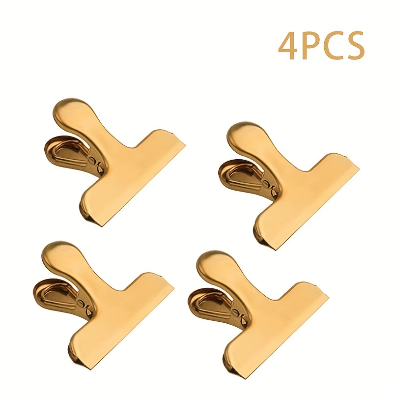TEMU 4/6pcs Golden Stainless Steel Bag Clips, 3-inch Heavy Duty Airtight Seal, Rust & Break Resistant Grocery Bag Clips For Storage, Chip Bag Clips