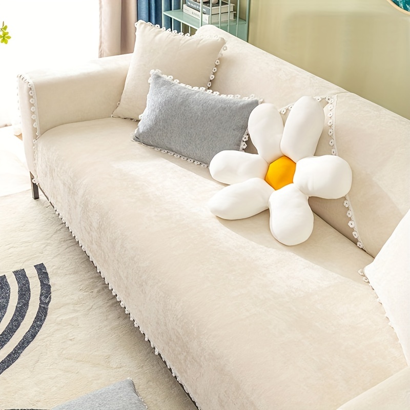 Simple Plush Chaise Lounge Sofa Mat Cover Corner Sofa Towel - Temu