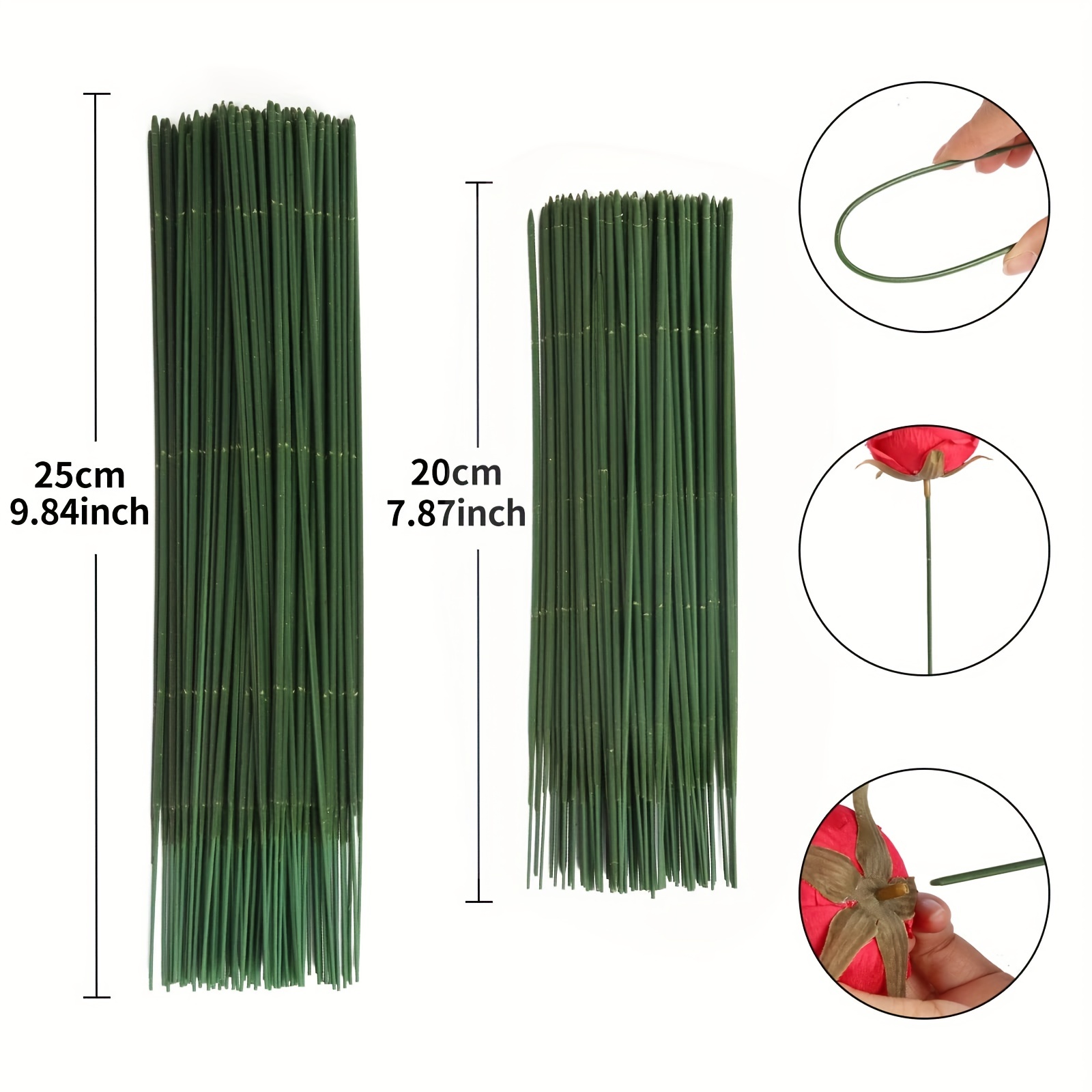  100 pcs Plastic Floral Stem 9.84 inch/25 cm, Artificial Flower  Rod Flower Stem Wire Making Accessories, DIY Crafts Bouquet Stem Flower  Arrangements Decor Supplies (Green - 25 cm) : Arts, Crafts & Sewing