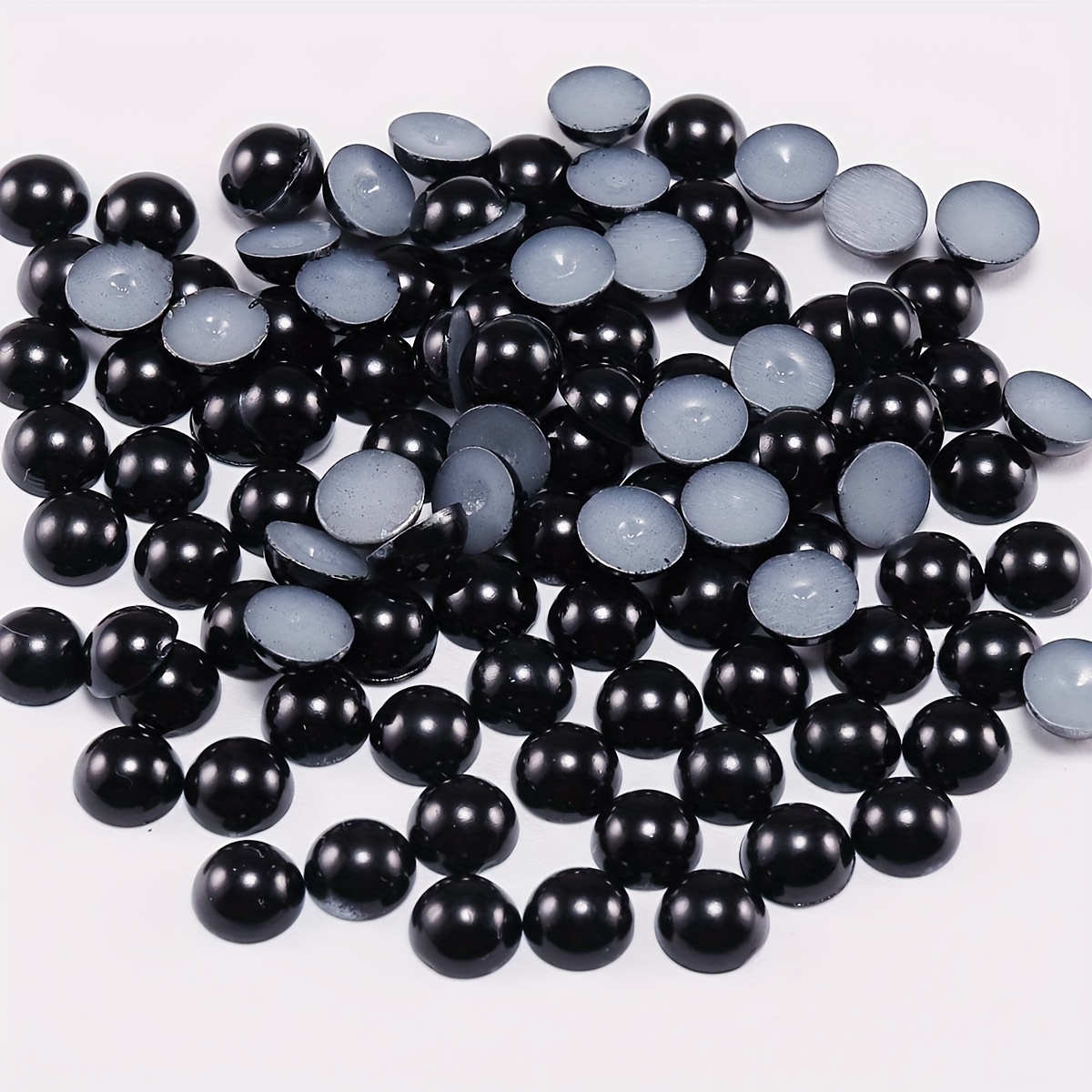 Image of 100pcs Flat Bottom Semi Abs Beads For Jewelry Making Nail Fashion Patches Decors Craft Supplies