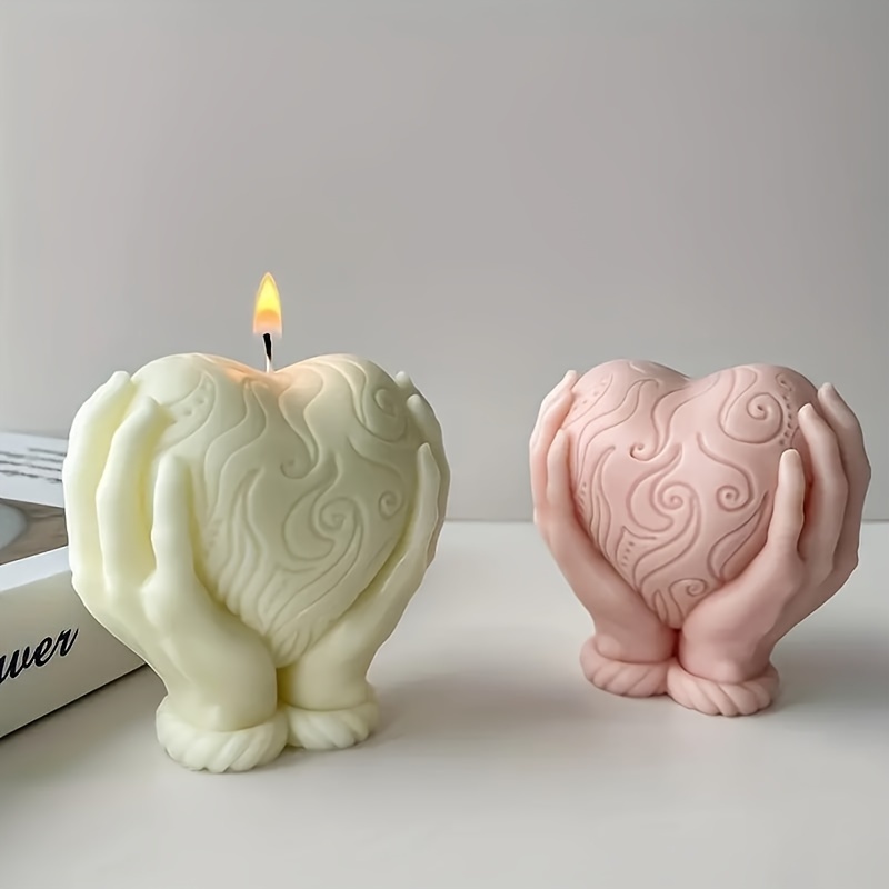 3D Love Candle with Base Silicone Mold Handmade Heart-Shaped Aromatherapy  Soap Plaster Decoration Valentine's Day Gifts Making