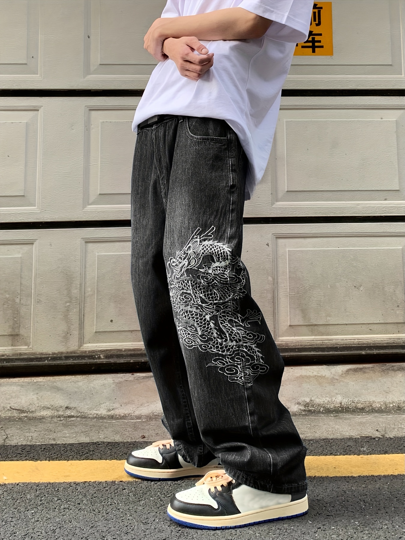 Y2K Baggy Jeans For Men Latest Design Fashion Star Printed Black Cotton  Trouser Bottom Loose Straight Leg Distressed Denim Pants - AliExpress
