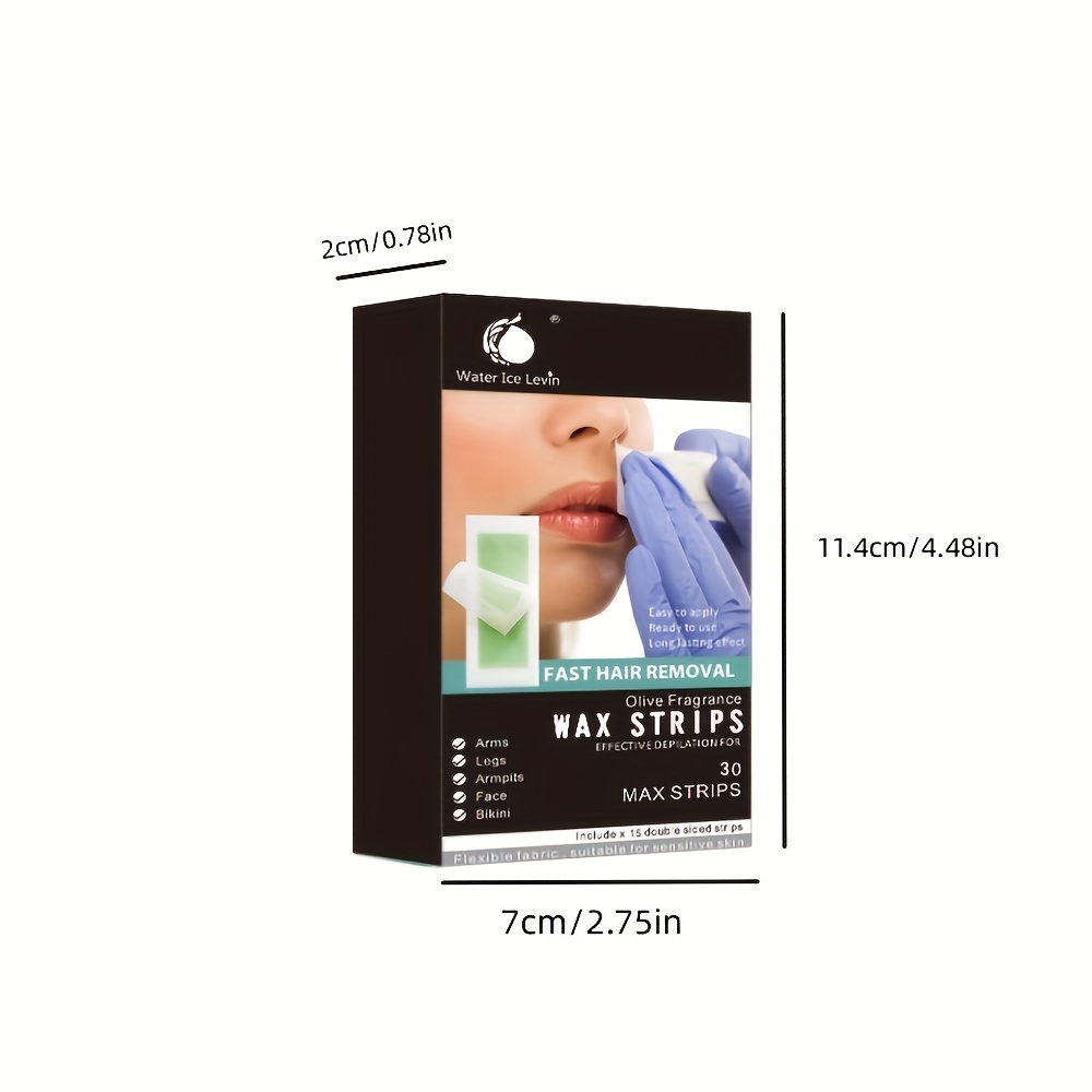 Facial Wax Strips 30ct Hair Removal Waxing Strips with 3 Cleaning Wipes