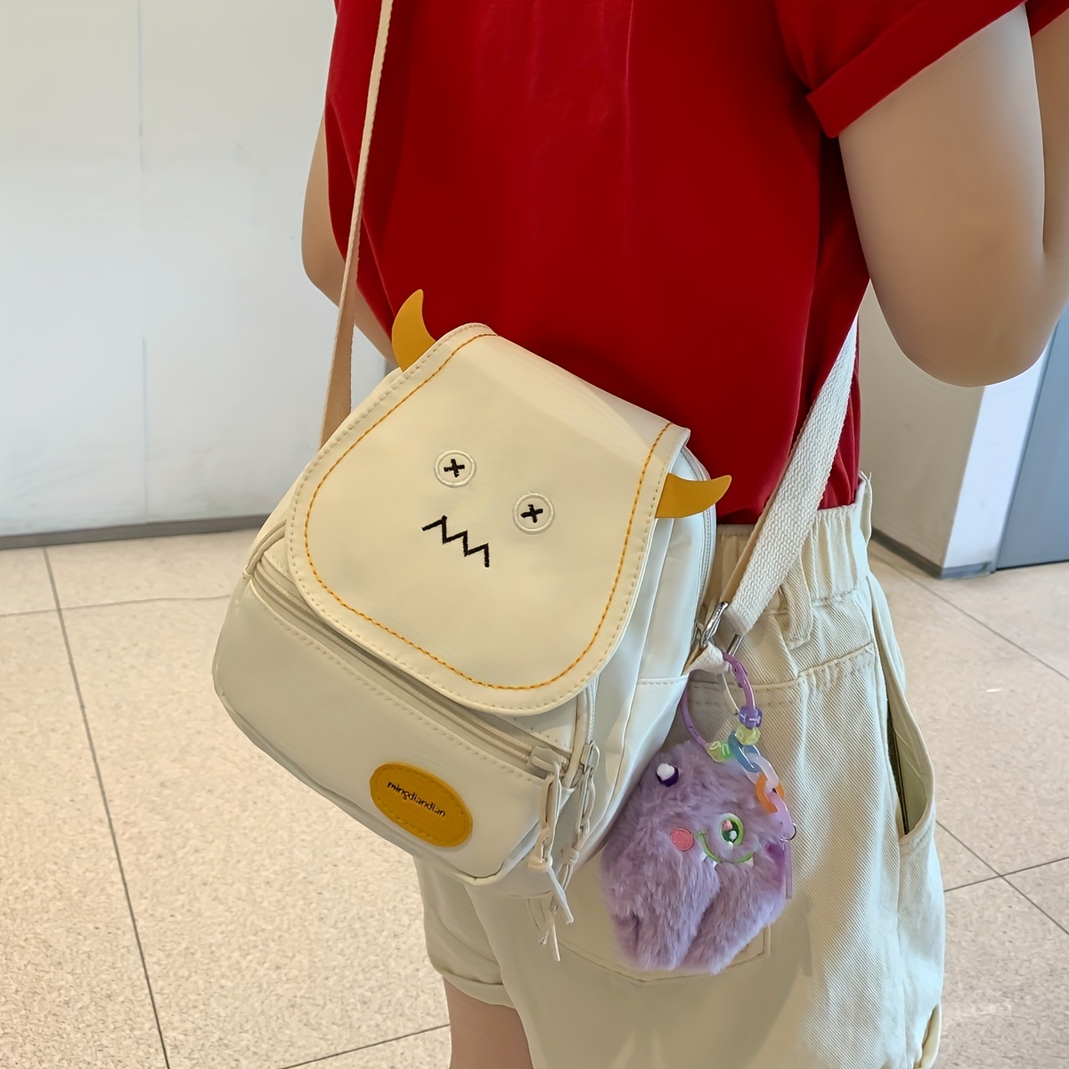  Kawaii Messenger Bag Cute Crossbody Bag Kawaii Aesthetic Shoulder  Bag for Women Nylon Flap Messenger Bag with Plush Stickers Cute Japanese Bag  : Clothing, Shoes & Jewelry