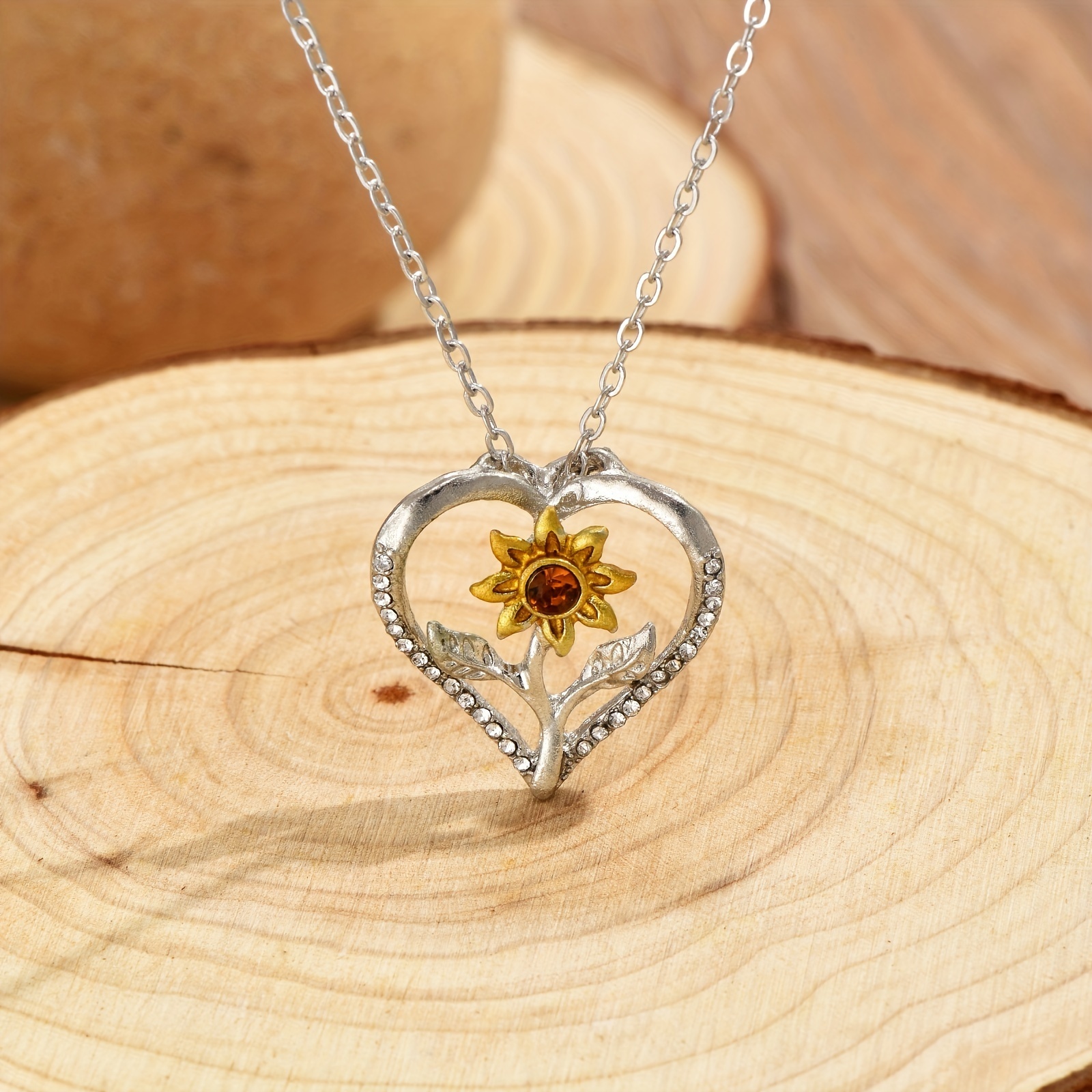 Sunflower heart store necklace