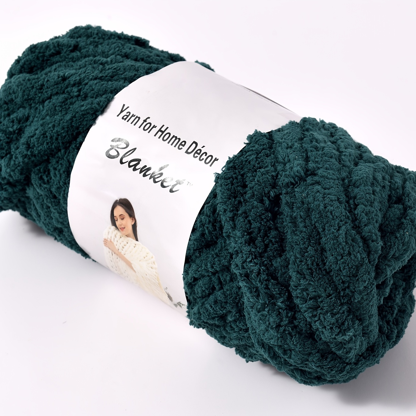 Dark Green Bulk Chenille Chunky Yarn,Blanket Making Kit,Chenille Knitting  Yarn,Arm Knitting Kit,Chunky Knit Blanket Yarn,Jumbo Knitting Yarn,250g