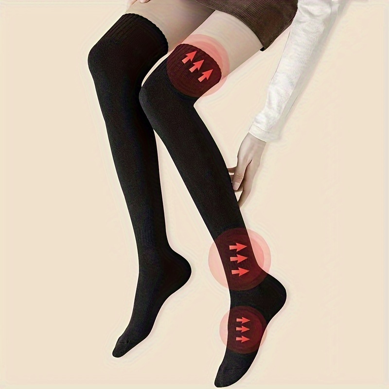 Solid Terry Fleece Thermal Winter Knee Socks Fashionable - Temu