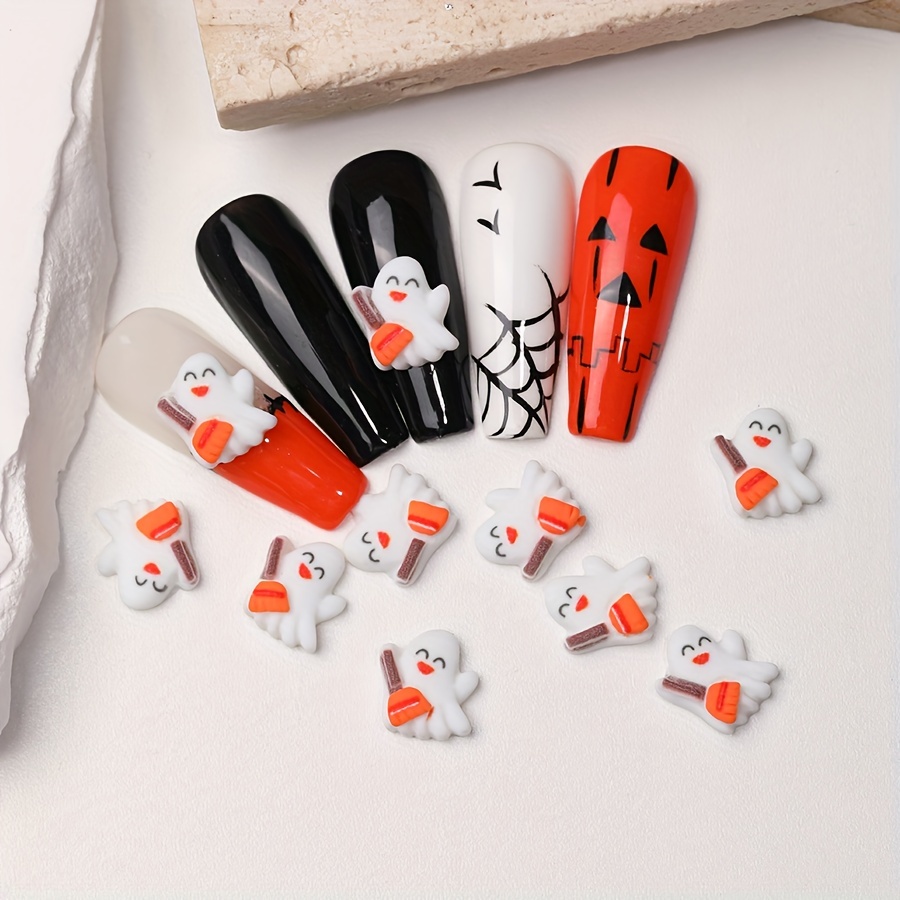 Halloween Nail Art Charms,resin 3d Ghost, Cat, Pumpkin, Haunted House  Flatback Rhinestones,nail Art Supplies For Women And Girls - Temu