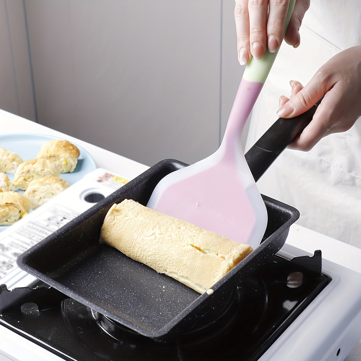 1pc Tamagoyaki Pan, Square Egg Pan Japanese Omelette Pan Nonstick Granite  Stone Cookware PFOA Free All Stoves Compatible Induction Compatible Omelet M