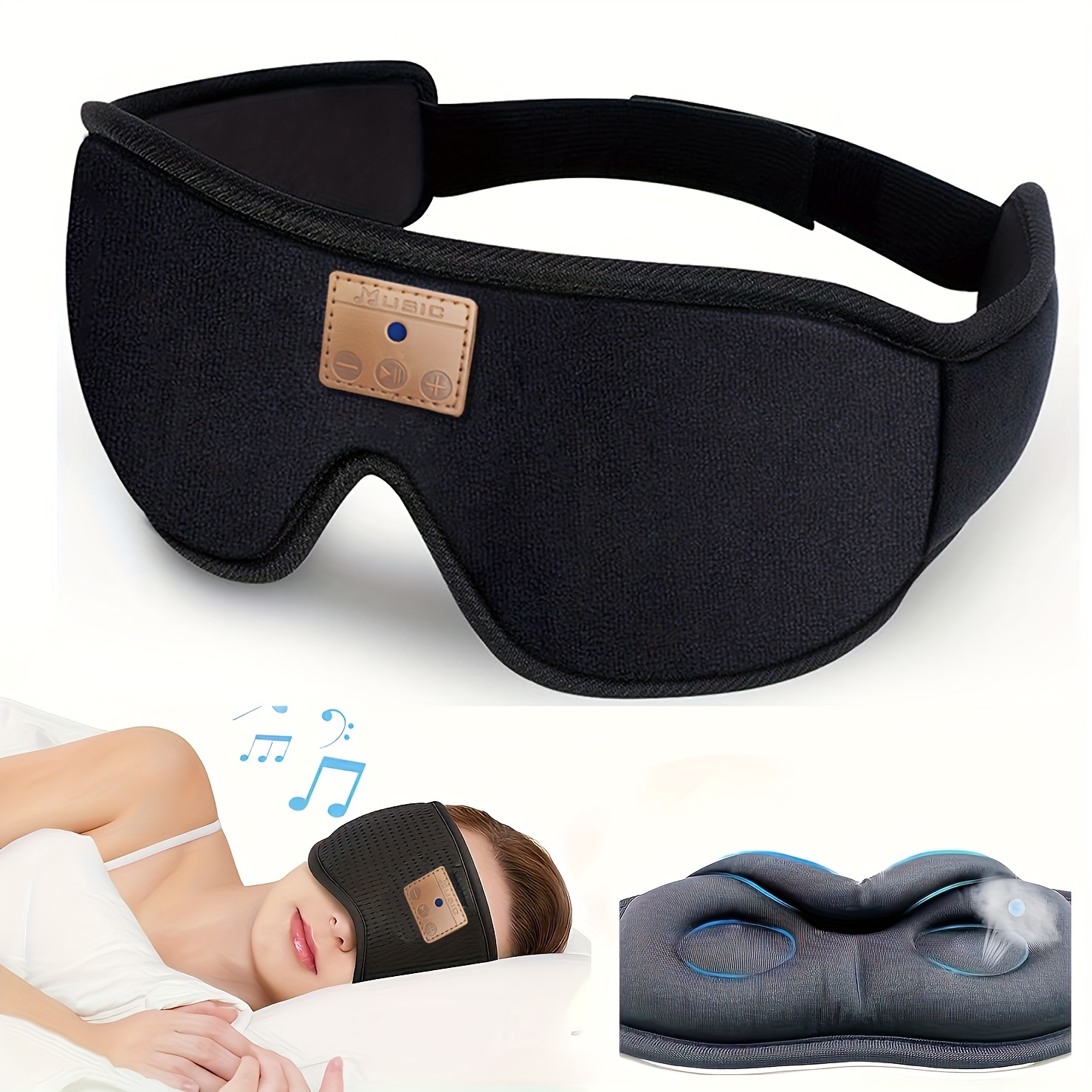Auriculares para dormir con diadema Bluetooth inalámbrica, máscara para  dormir, música, deportes, audífonos para dormir con altavoces integrados