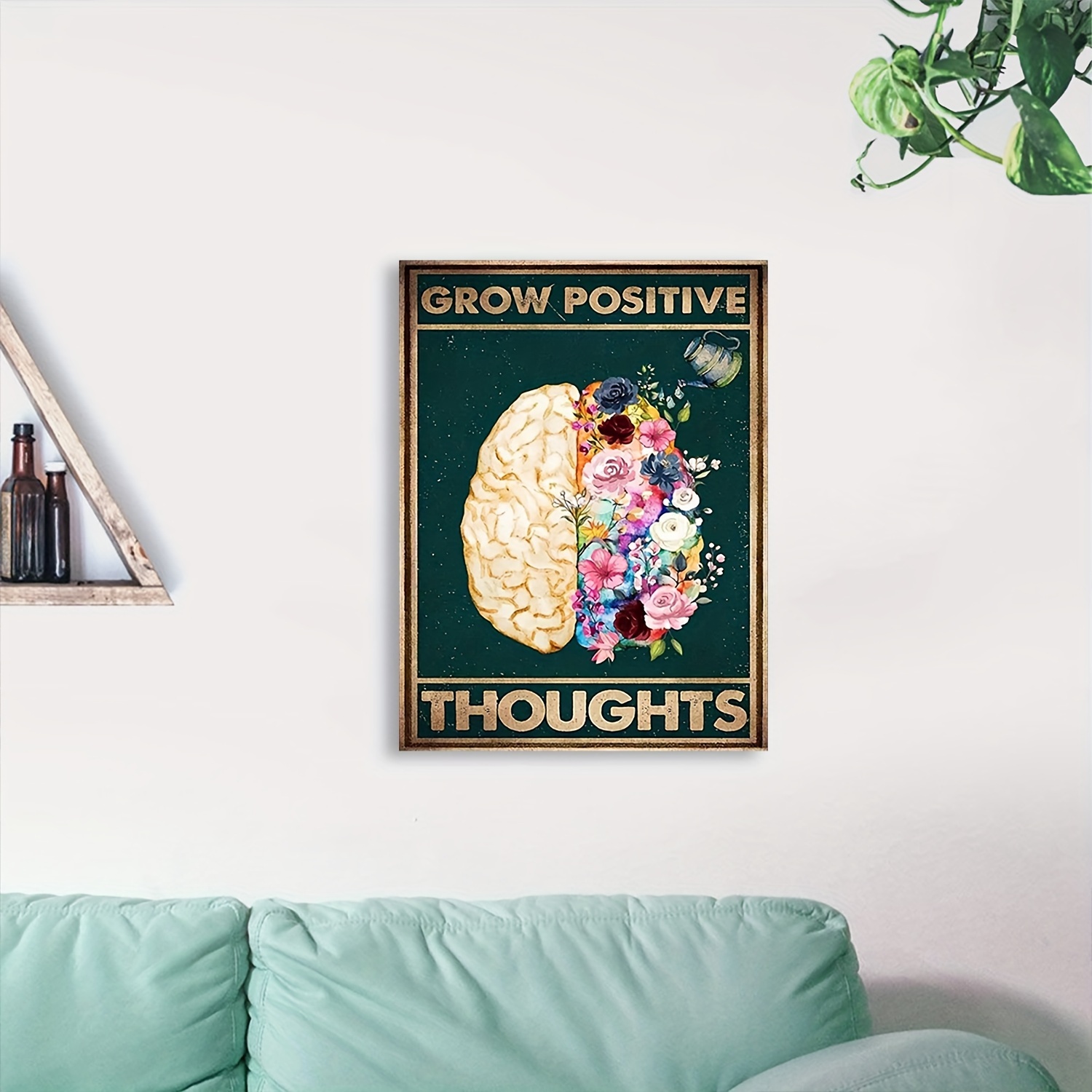Grow Positive Thoughts Canvas Poster Flower Brain Wall Art - Temu