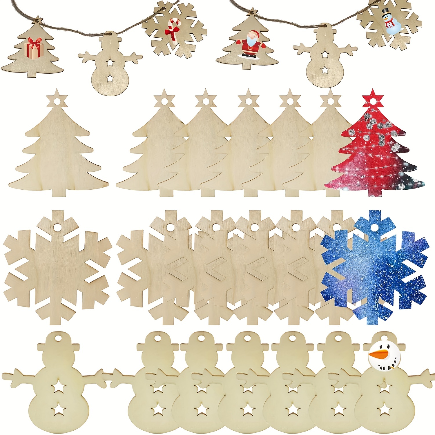 Wooden Crafts Paint Christmas Tree Hanging Ornaments Wood - Temu