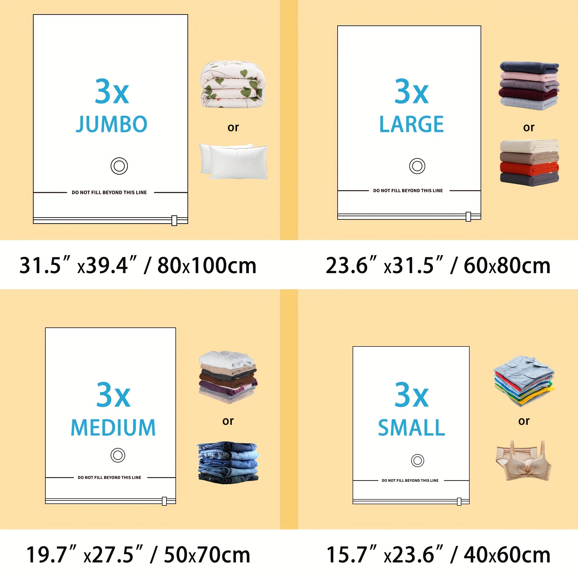 20 Combo Vacuum Storage Bags (4 Jumbo/4 Large/6 Medium/6 Small), Space  Saver Bags Vacuum Seal Bags with Pump, Space Bags, Vacuum Sealer Bags for
