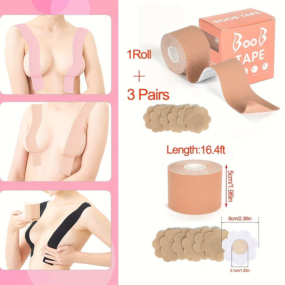 1roll Boob Tape Lift Firm Your Breasts, Nipple Cover Breathable Breast Lift  Tape for A-E Cup Large Breasts!