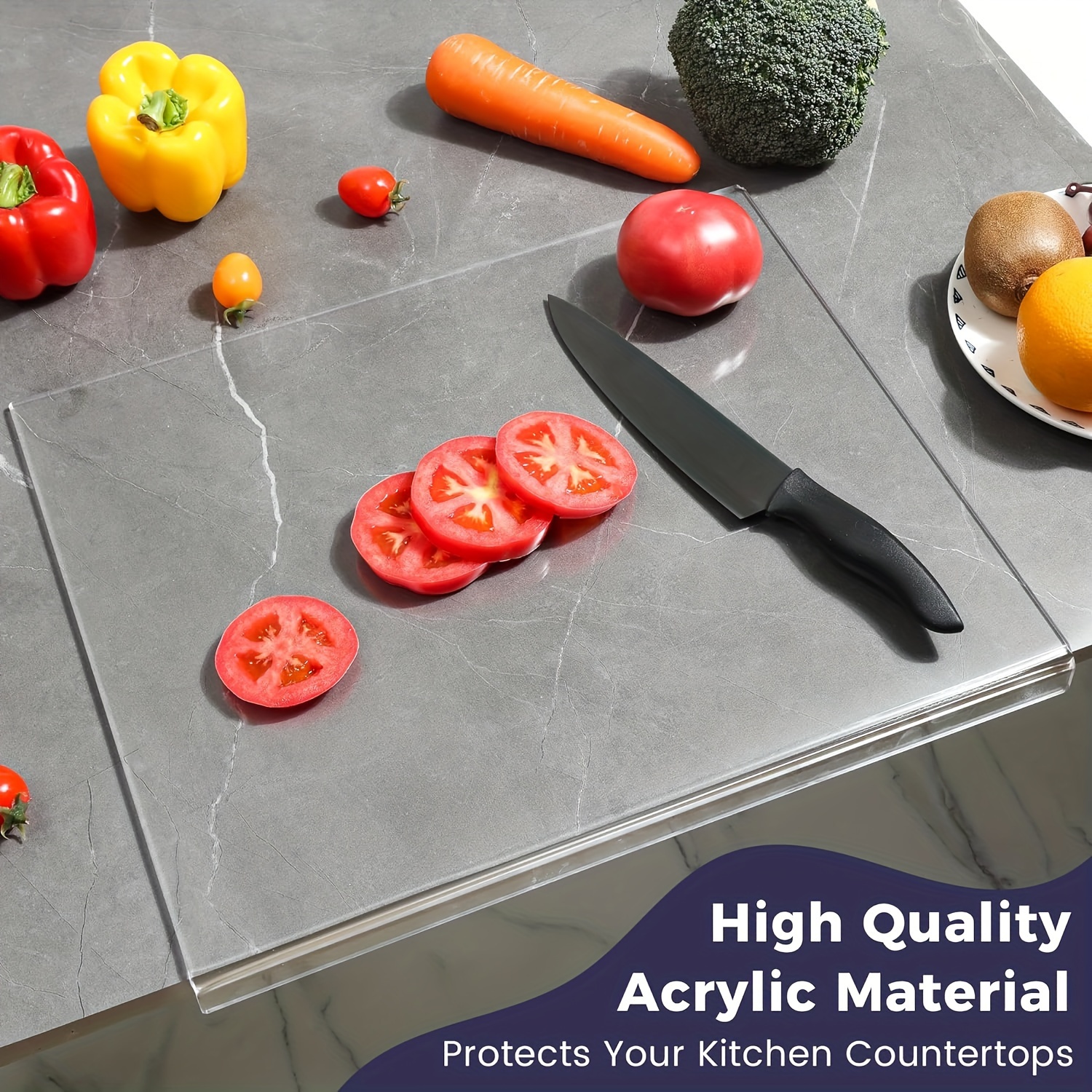 Acrylic Cutting Boards For Kitchen Counter,Clear Chopping Board Non Slip  Cutting Boards For Kitchen Cutting Board With Lip For Counter Countertop