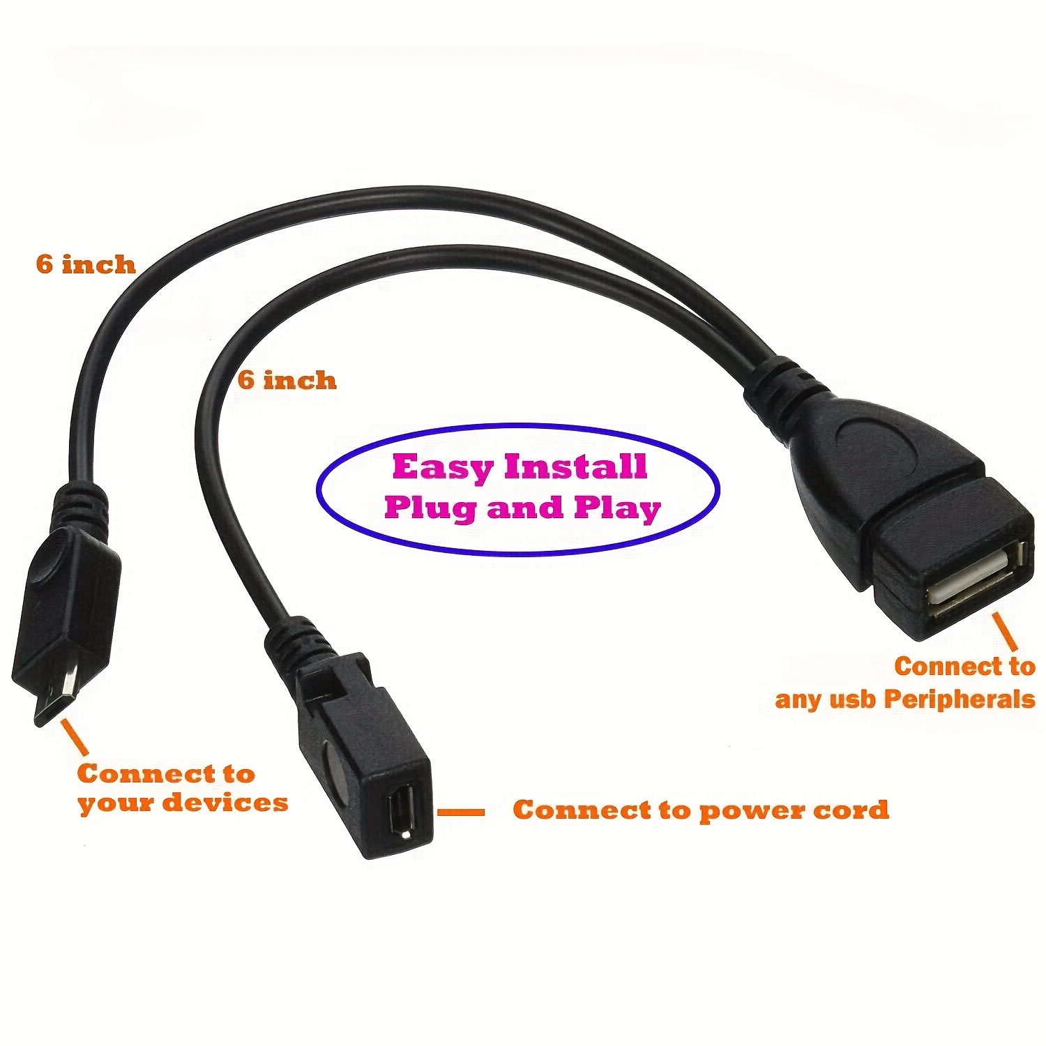Paquete de 2 cables OTG de repuesto para Fire Stick 4K,  Fire TV,  compatible con Samsung Galaxy LG, teléfono Android, tableta, host micro USB