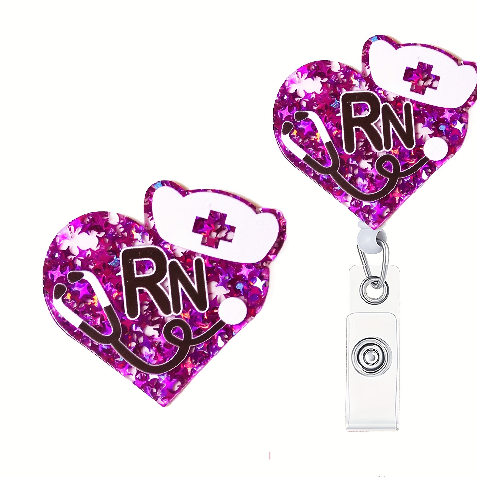 1pc Nurse Retractable Badge Reel With Clip ID Badge Holder Herat RN Cute  Bandaid Badge Funny Glitter Badge Reel Gift For RN LPN CNA Nurse Doctor  Assis