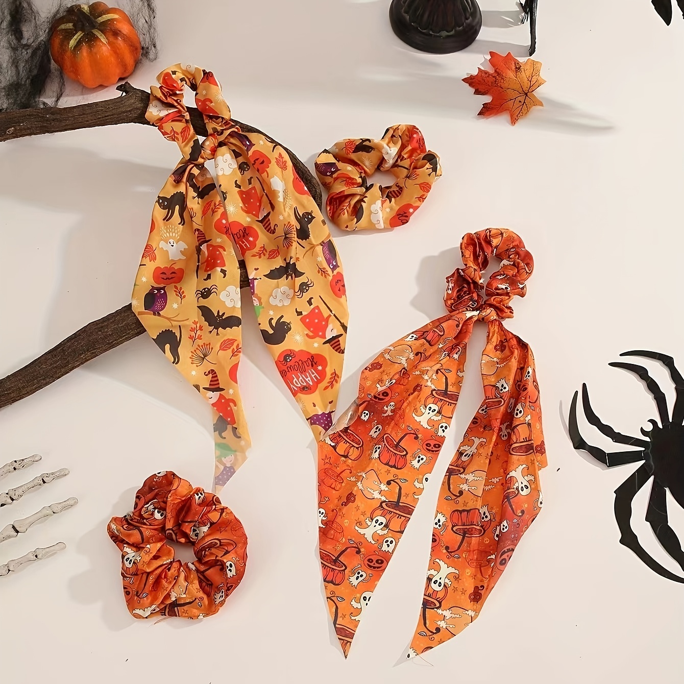  9 Pieces Halloween Hair Scarf Scrunchies Chiffon Print  Halloween Hair Rope, Halloween Elastic Hair Ties with Ribbon Bow Rubber  Bands, Pumpkin Skeleton Ghost Ponytail Holder Halloween Hair Accessories :  Beauty