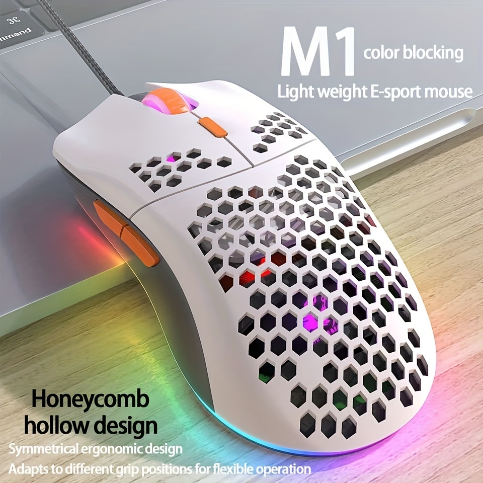 Mouse para juegos con cable, accesorios para juegos, mouse de computadora  con luces LED RGB | Mouse ergonómico para PC para juegos | Compatible con