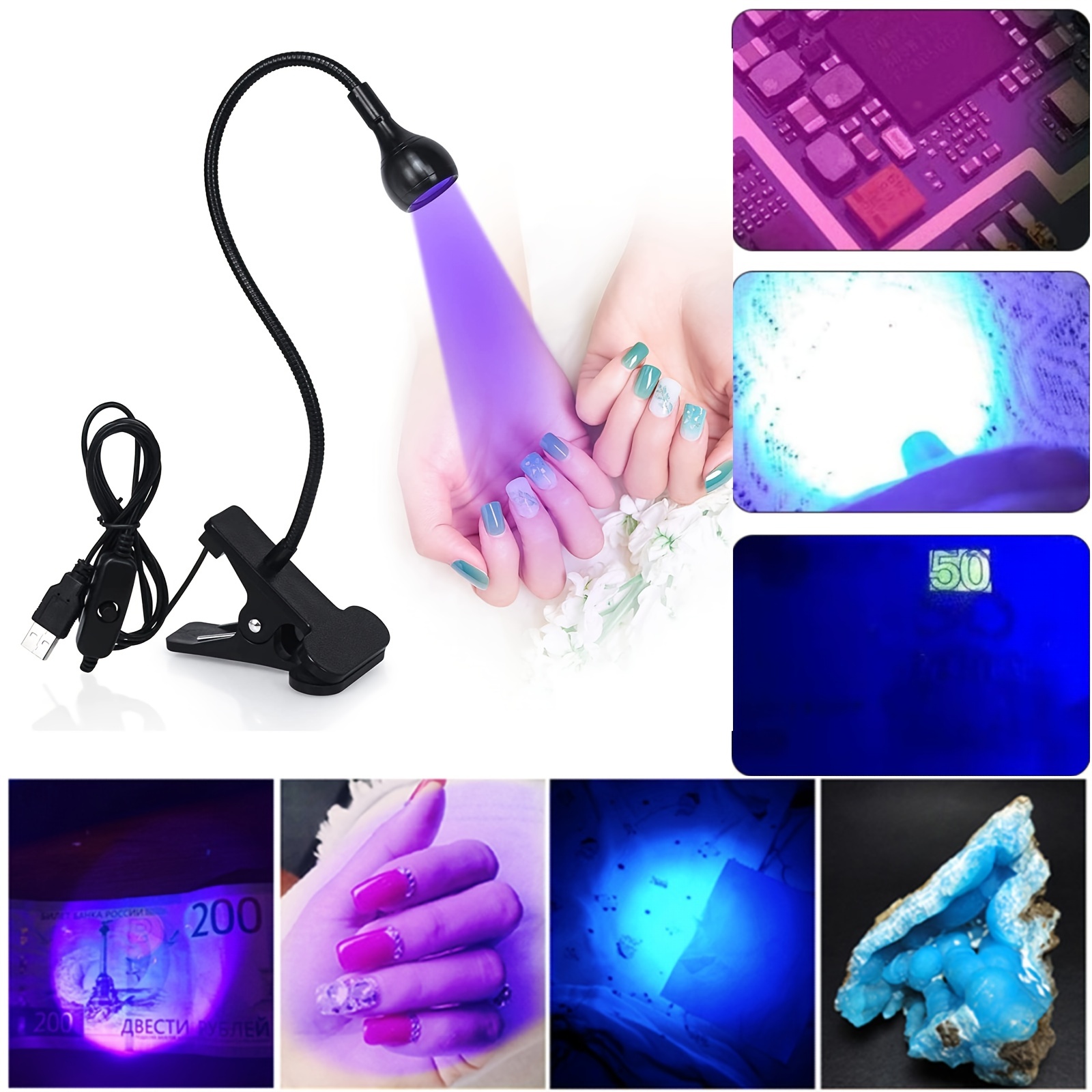 Uv Led Light Fixtures With Gooseneck And Clamp, Mini Desk Light Clamp  Portable Gooseneck For Outdoor Stall Gel Nail Curing, 5v Usb Input - Temu  Japan