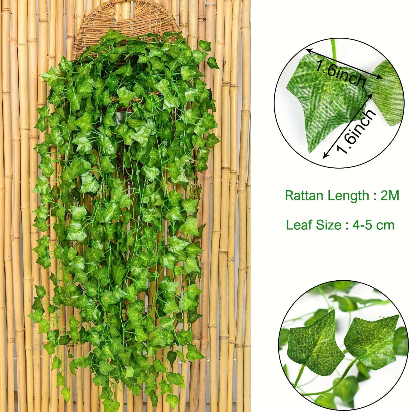 12pcs, Artificial Grape Vines Leaf, Green Leaves Plants Hanging Vine For  Home Garden Wall Decor Greenery Wedding Party Outdoor Decoration