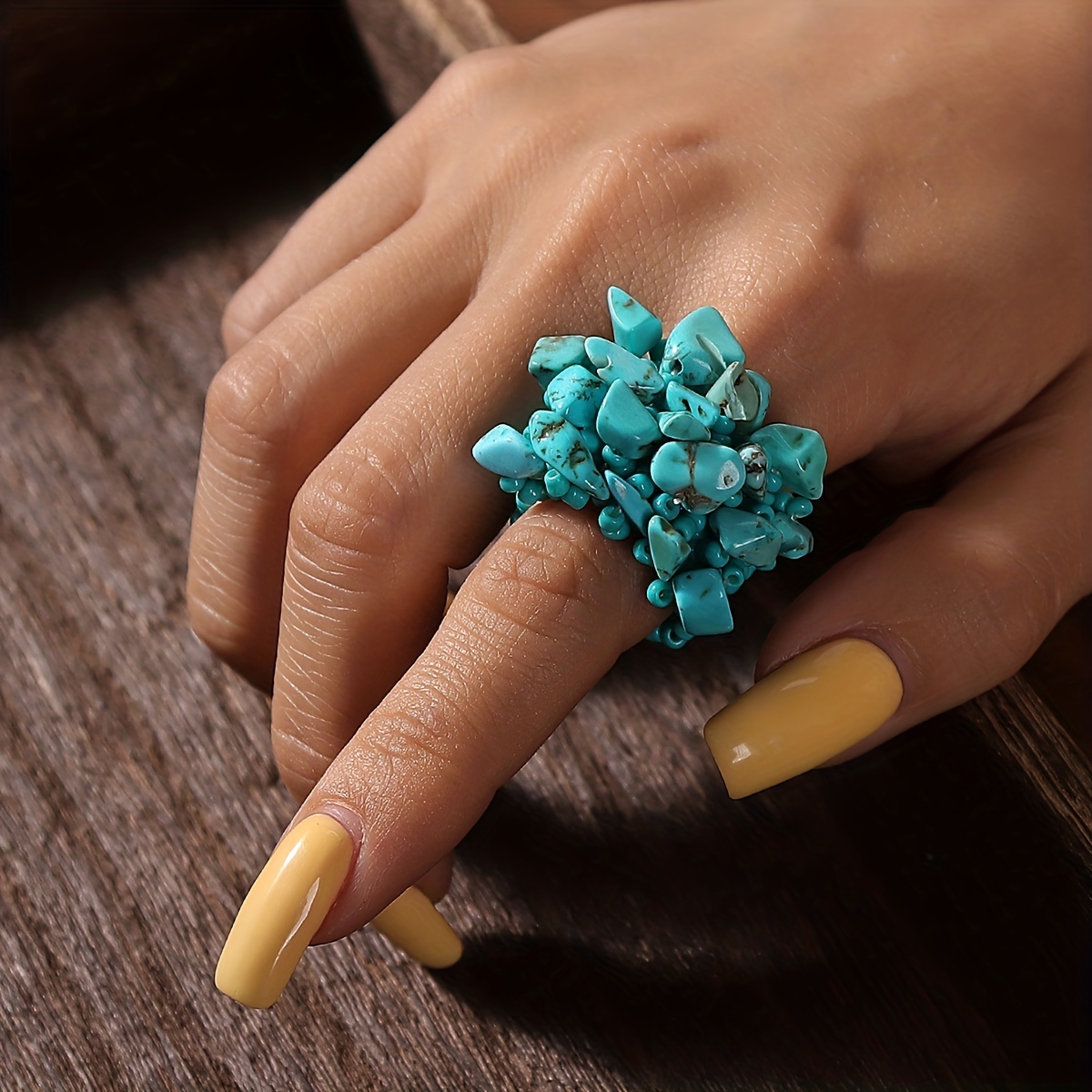 Bohemian Vacation Style Rice Beads Beaded Band Ring