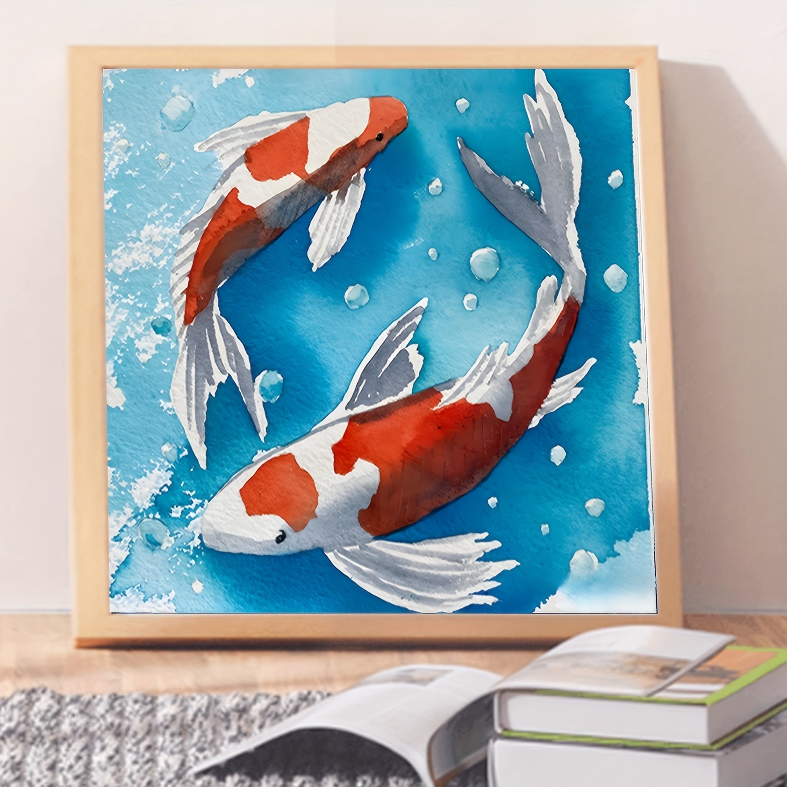 5d Diy Artificial Diamond Painted Ornamental Carp Painting Mosaic