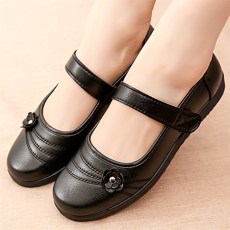 

Women's Solid Color Elegant Flats, Ankle Band Lightweight Soft Sole Walking Shoes, 3d Floral Decor Casual Shoes