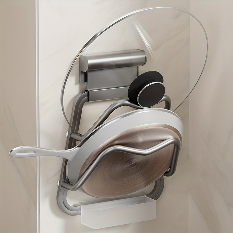 Wall Mounted Pot Lid Holder with Drip Tray