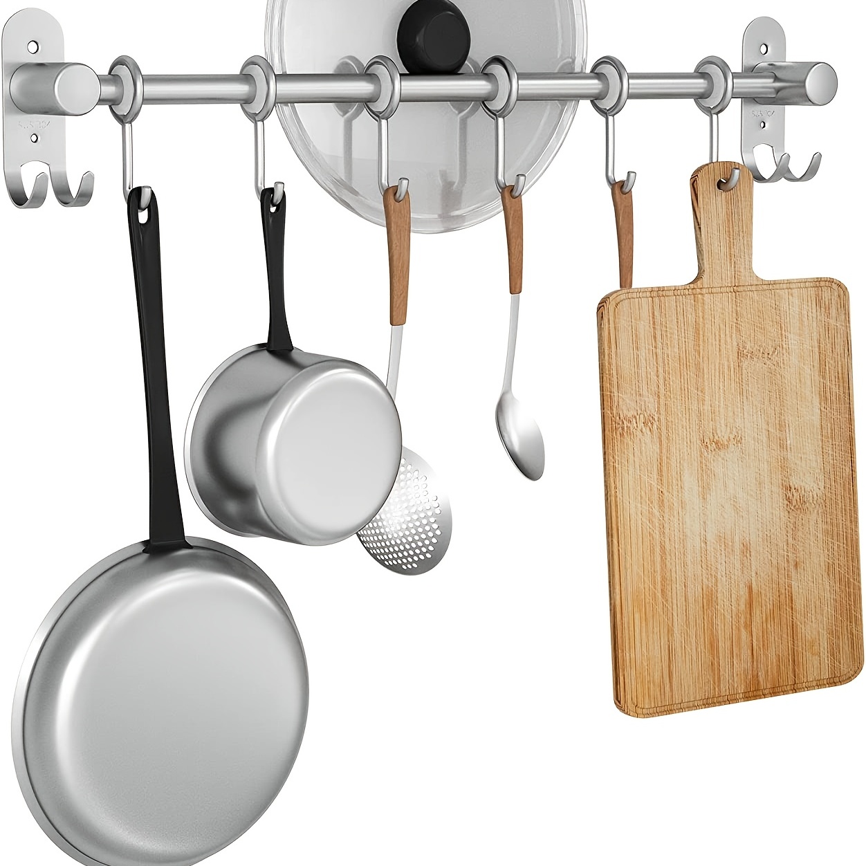 eForwish Soporte para utensilios de cocina de acero inoxidable,  riel colgante para organizar ollas, sartenes, cuchillos de cocina,  accesorios para colgar en la pared, barra de barra debajo del : Hogar