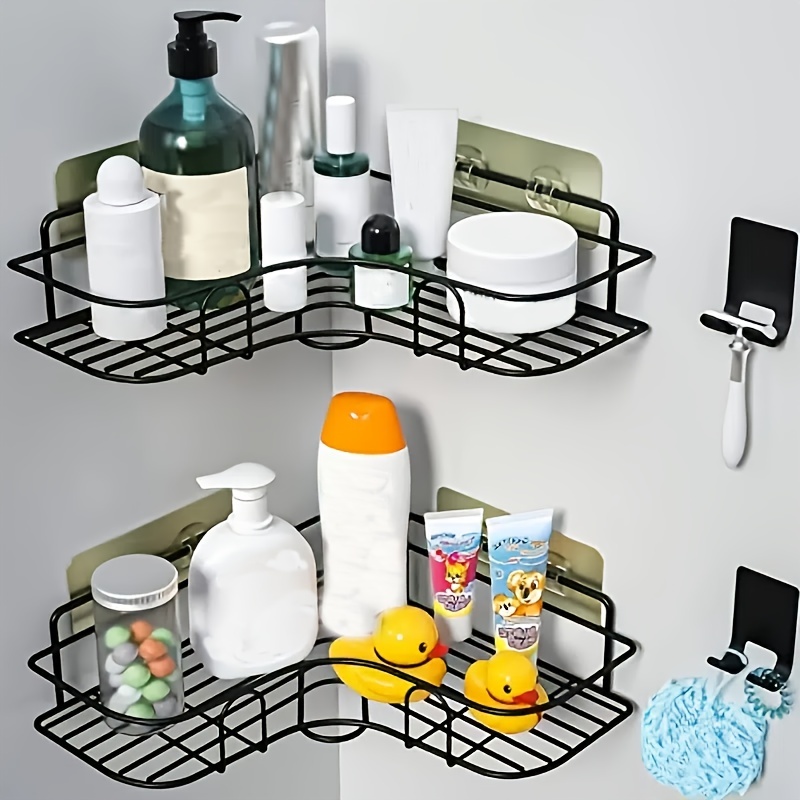 Fineget Plastic Shower Caddy Basket Shelf Large Adhesive Shower Shelve