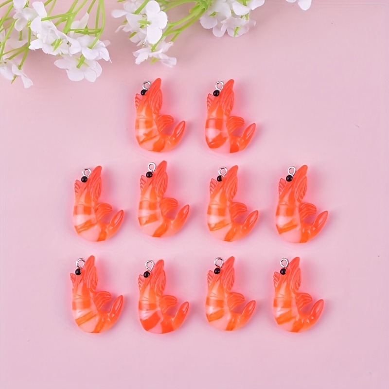 

10pcs Simulation Small Shrimp Lovely Creative Resin Pendants Fashion For Earrings Necklace Bracelet Keychain Bag Charms Diy Jewelry Accessories