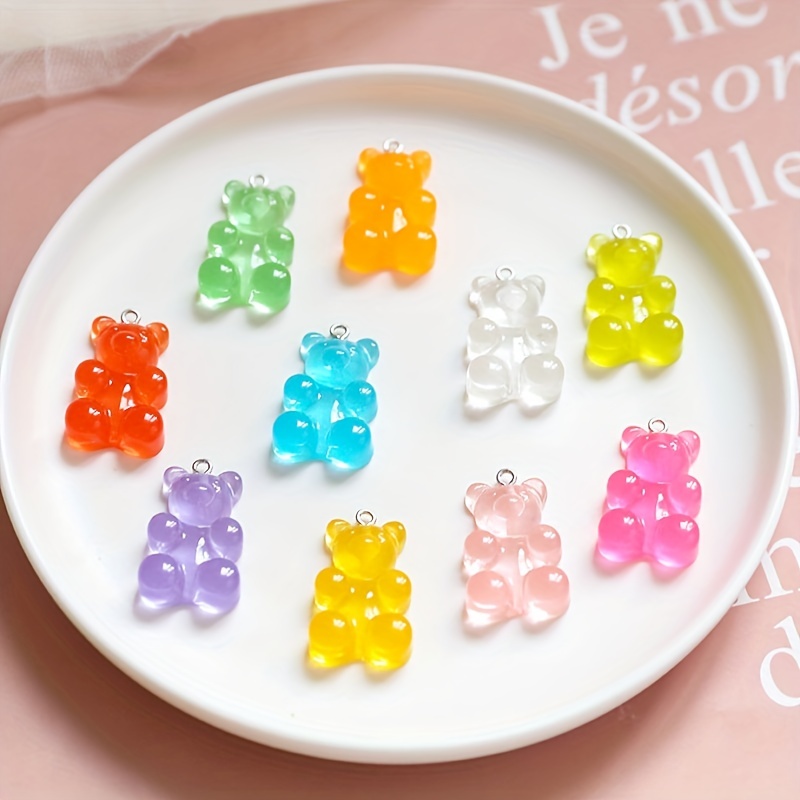 30pcs Mixed Color Gummy Bear Beads Diy Jewelry Accessories