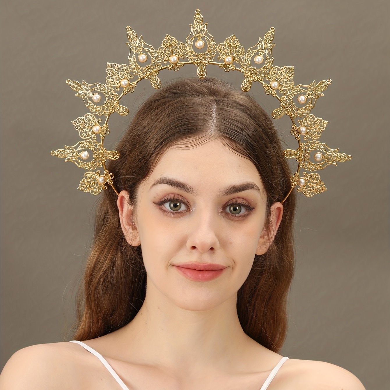 6 Pcs Gold Leaf Headbands Set Pearl Headbands for Women Roman Greek Goddess  Accessories Flower Faux Pearls Headband Gold Metal Prom Headpiece Crown  Bridal Hairband for Women Girl(Graceful Style)