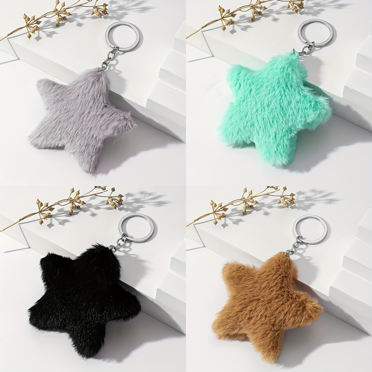 3color Cute Sleeping Baby Doll Cartoon Jewelry Keychain Pompom Fur Ball Key  Chains Car Keyring Women Key Holder Bag Pendant Charm Accessories