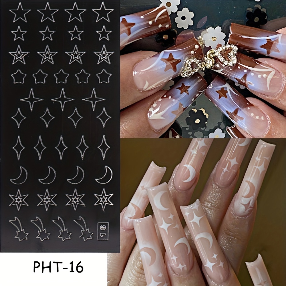  Vezocim 6 Sheets Airbrush Stencils Nail Stickers Butterfly  Flower Moon Star Heart Cross French Nail Decals Printing Template Stencil  Tool DIY Nail Designs Nail Art Decorations : Beauty & Personal Care