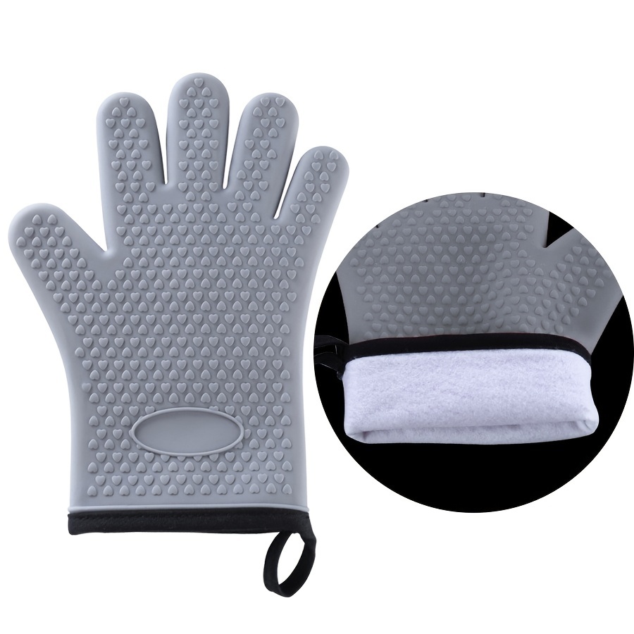 Thickened Heat Resistant Oven Mitts, Silicone Kitchen Gloves For
