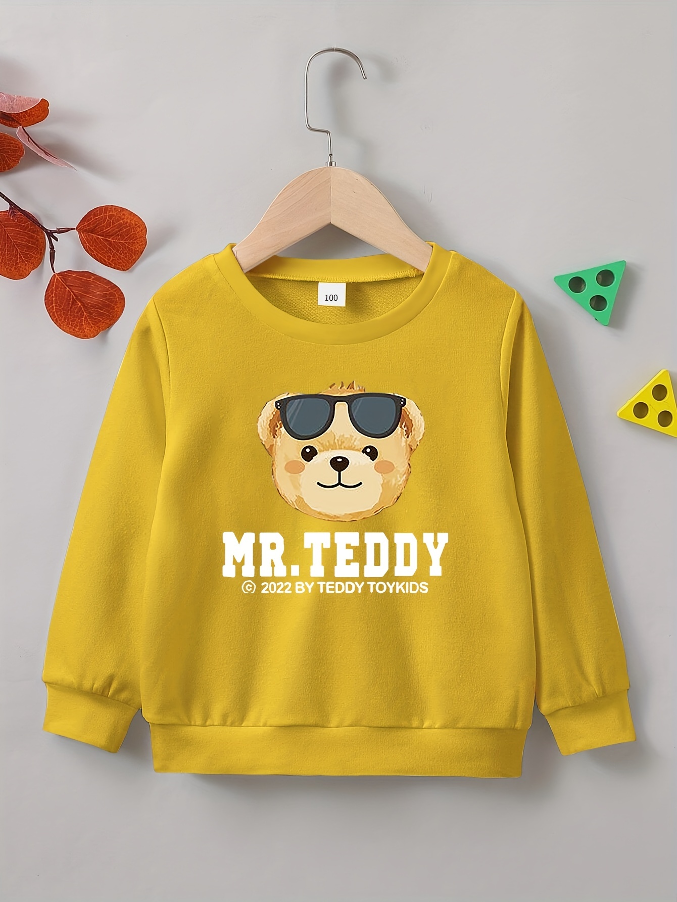 Cute Mr. Teddy Pattern Print Sweatshirt For Kids Boys - Keep Your Little  One Warm And Trendy! - Temu Japan