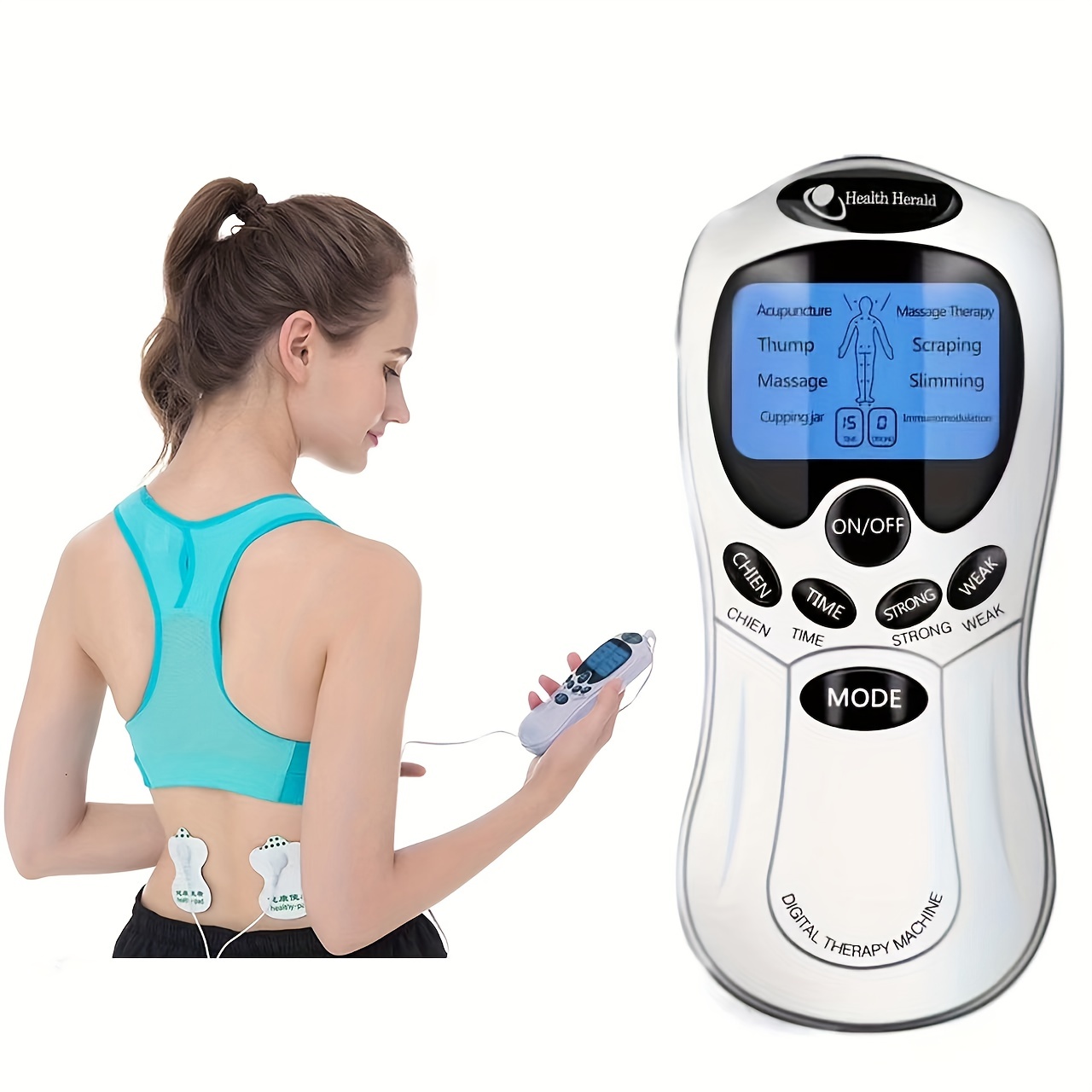 Muscle Stimulator Tens Machine - 8 Modes and Strength Settings - 14Candles