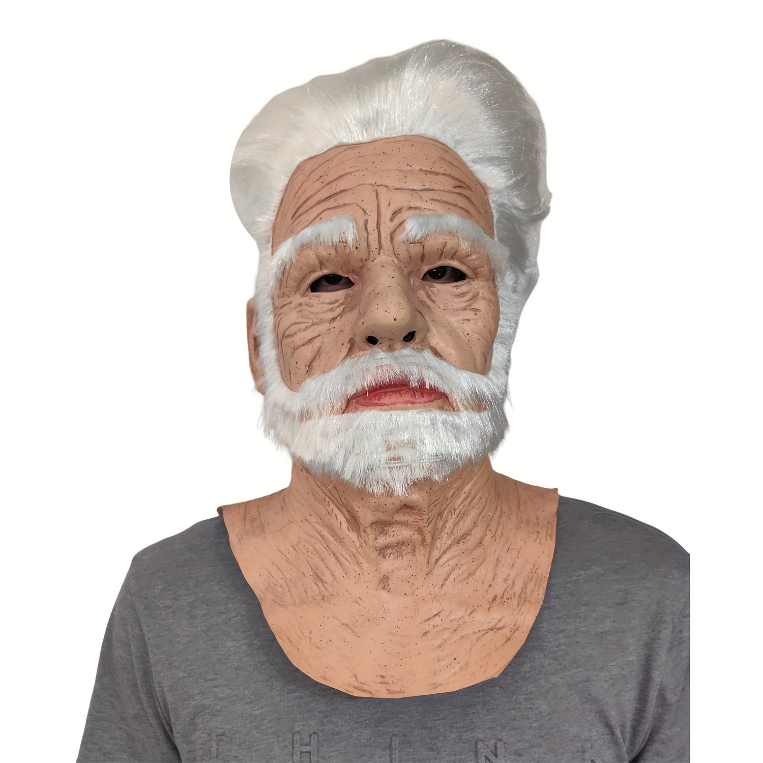 Maschera di carnevale adulto da vecchio, anziano, nonno con baffi