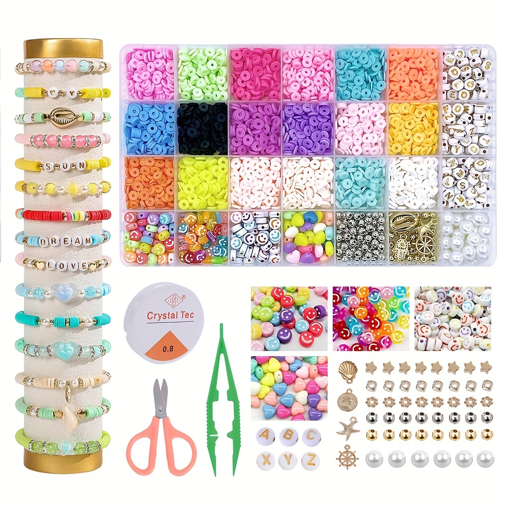 Perline per gioielli Che fanno braccialetti Hobby creativi Kit pezzi di  ceramica morbida + perline di lettere + filo elastico