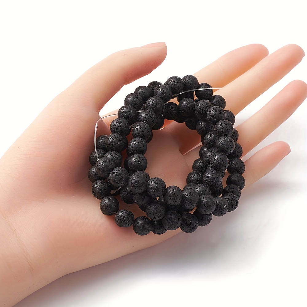 A Strand Natural Black Volcanic Rock, High-quality Loose Beads For Diy  Bracelets Necklaces And Other Decors Jewelry Making Craft Supplies - Temu