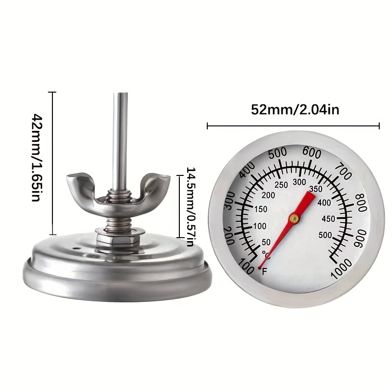 BBQ Thermometer Temperature Gauge, 2Inch Stainless Steel Barbecue Charcoal  Grill Smoker Temp Gauge Pit, Fahrenheit and Heat Indicator for Cooking Meat